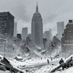 new york destroyed by a blizzard, concept art