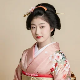 a Portrait up to the chest, a Japanese woman, smooth, wearing a kimono made of cherry blossoms, created by Raffaello Sanzi.