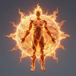 floating flames, fibers, forming a gigantic human body standing on the sun, environment, 8k, lifelike, high detailed, hyper-realistic, cinematic, epic, moody, Craig Mullens, artstation, nasa, lens dirt