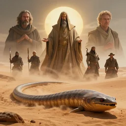 a sandworm on arrakis, god emperor of dune, shai hulud by david a hardy, noriyoshi ohrai, gary ruddell, greg rutkowski highly detailed, cinematic composition, trending on artstation