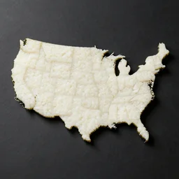 USA map shape outline, in the style of onigiri sushi, 4K, photography, professional lighting