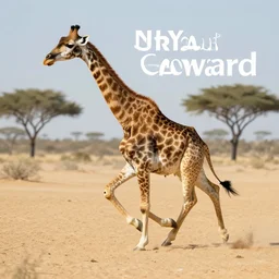 a cat giraffe running in the desert, national geographic award winning photography
