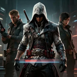 cyberpunk assassin, assassin's creed new game, loading screen, stunning 3 d render inspired art by greg rutkowski and xiang duan and thomas eakes, realistic, highly detailed attributes and atmosphere, dim volumetric cinematic lighting, 8 k octane detailed render, post - processing, masterpiece,