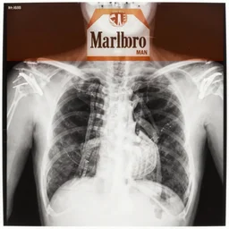 x-ray of the Marlboro Man revealing stage 5 lung cancer
