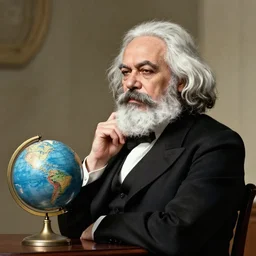 Karl Marx pondering his orb