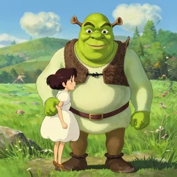 shrek by studio ghibli, hayao miyazaki, still from the anime, beautiful, picturesque