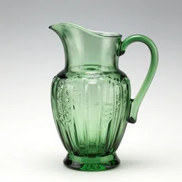 art deco green glass pitcher,