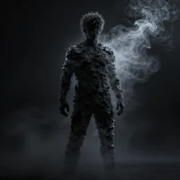 smoke in the shape of a man, black, volumetric lighting, atmospheric, octane render, unreal engine, artstation