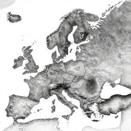 monochrome map of europe with USSR highlighted, 1945