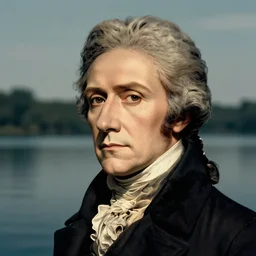 modern day alexander hamilton closeup portrait, dramatic light, lake background, 2 0 0 mm focal length, aperture, iso, photograph, flicker, 8 k