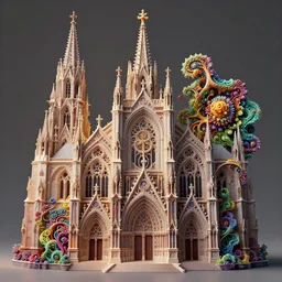 a photo - real delicate sculpture of an ornate detailed cathedral populated by mandelbrot fractals, micro detail, unreal engine, backlit lighting, octane renderer, colorful, physically based rendering, tribal art, trending on cgsociety