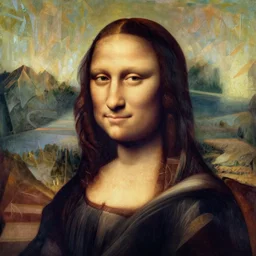 leonardo da vinci painting, a painting of a man's face with a mountain in the background, an ultrafine detailed painting by stanton macdonald - wright, behance contest winner, geometric abstract art, cubism, constructivism, biomorphic