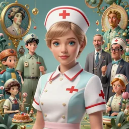 highly detailed surreal vfx portrait of a candypunk nurse, stephen bliss, unreal engine, greg rutkowski, loish, rhads, beeple, makoto shinkai and lois van baarle, ilya kuvshinov, rossdraws, tom bagshaw, alphonse mucha, global illumination, detailed and intricate environment