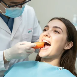 dentist putting carrot in my mouth