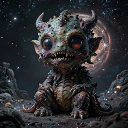 the most cute and terrifying creature on the universe, weird surreal horror psy cosmic art, cry engine, bizarre art