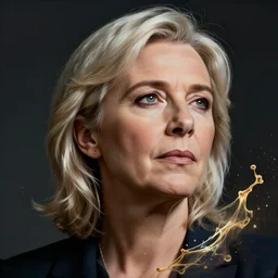 Portrait of Marine le Pen ,  heroic, amazing splashscreen artwork, splash art, head slightly tilted, natural light, elegant, intricate, fantasy, atmospheric lighting, cinematic, matte painting, detailed face, by Greg rutkowski