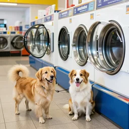 two dogs starting a laundromat in australia