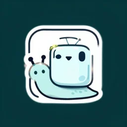 a cute square robot snail, logo