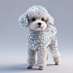 a poodle dog made of crystal gems, fantasy art, digital art