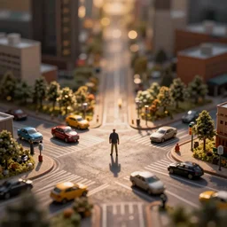 miniature model of an intersection with cars