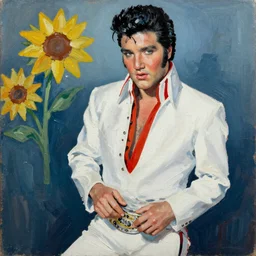 impasto young Elvis Presley painted in the style of Frank Auerbach