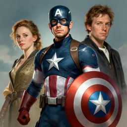jonathan taylor thomas as captain america, illustration by ruan jia and mandy jurgens and william - adolphe bouguereau, artgerm, 4 k, digital art, surreal, space dandy style, highly detailed, godsend, artstation, digital painting, concept art, smooth, sharp focus, illustration by ruan jia and mandy jurgens and william - adolphe bouguereau
