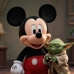 mickey mouse yoda, photo, 50mm portrait, realistic, cinematic lighting