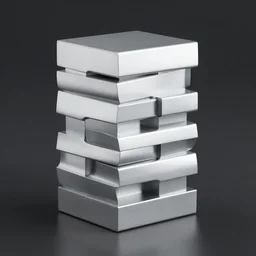 stacked block, like furniture, contemporary art, simple, silver steel, trending on behance, keyshot 1 1