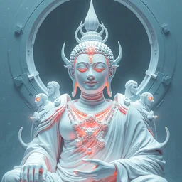 a white cast futuristic biomechanical budha ceyborg, futuristic digital painting, cyberpunk, 8 k,