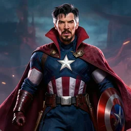 captain america digital art in doctor strange style, octane render, nvidia, highly detailed, concept art, illustration, cinematic