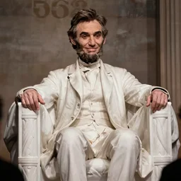high resolution photograph of a smiling Abraham Lincoln during a interview on a 1968 talk show