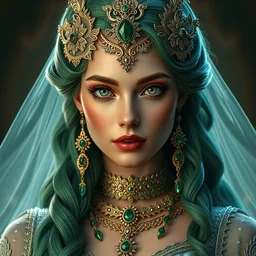 portrait of wonderful princess of emerald with fair skin, glowing, ornate and intricate, jaw dropping, dynamic lighting, intricate and detailed, 4 k octane render,