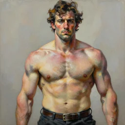 high quality high detail painting by lucian freud and frank frazetta, hd, powerful man