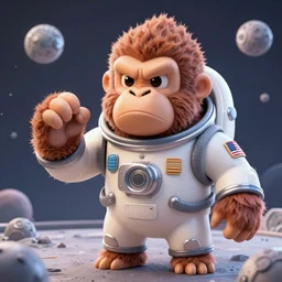 angry upset gorilla left in space, wearing space suit. interesting 3 d character concept by tiger hkn and gediminas pranckevicius, maplestory, game art, hyper detailed, character modeling, cartoon, cinematic, ray tracing, fur details, maya, c 4 d
