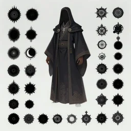 concept art for a magic mechanic, wearing a robe. character design, artstation trending, spritesheet