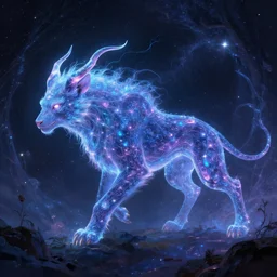an astral beast moving through the dreamworld, digital art, luis medina
