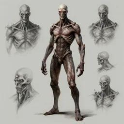 human inspired by HR Giger, Character reference Sheet