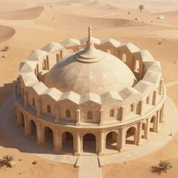 polygonal colloseum of the sahara training grounds, light dust, magnificent, close up, details, sharp focus, elegant, highly detailed, illustration, by Jordan Grimmer and greg rutkowski and PiNe(パイネ) and 薯子Imoko and 香川悠作 and wlop and maya takamura, intricate, beautiful, Trending artstation, pixiv, digital Art