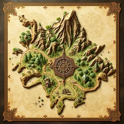 map of gondor, 3 d orthographic, d & d, color, intricate, inkarnate, highlydetailed,