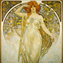 beautiful women, aphrodisiac, tall goddess, expressive oil painting, art nouveau, vines, edwardian woman, 1 9 2 0's france, oil painting by alphonse mucha