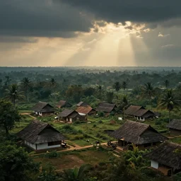 kerala village, an epic fantasy, dramatic lighting, cinematic, establishing shot, horizon forbidden west, extremely high detail, photorealistic, cinematic lighting,