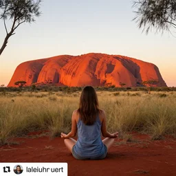 Meditating on Uluru, inspirational Instagram photo #travel