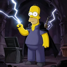 Homer Simpson as a boss in Elden Ring, dark and ominous, lightning, RTX 3080