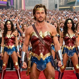 Chris Pine as Steve Trevor with 10,100 adoring Gal Gadots dressed as Wonder Woman.