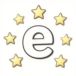 1 2 stars around the letter e