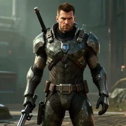 hank hill as commander shepard in mass effect, ingame, 4 k, epic,