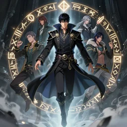 male necromancer with glowing runes floats around, anime key visual, handsome and attractive man, highly detailed, smooth, sharp focus, trending on artstation, concept art, by shumolly and monable and artgerm and greg rutkowski and jo chen and pilyeon and ruan jia