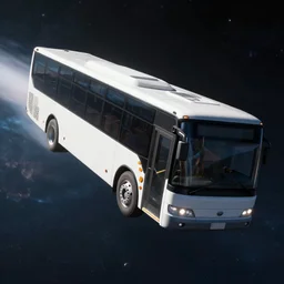 A giant bus flying through space, extreme long shot,highly detailed digital art