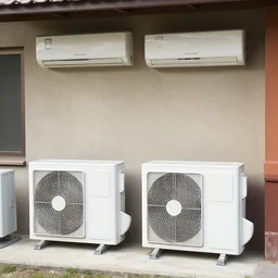 two air conditioners in one room and outside