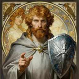 cleric and spirit shield, art by artgerm and greg rutkowski and alphonse mucha, portrait, headshot, highly detailed, digital painting, sharp focus, illustration